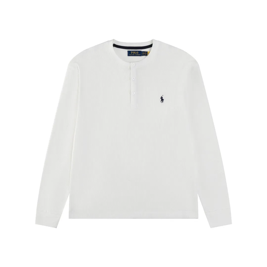 P196 #R79 Ralph Lauren/Ralph Lauren Waffle Henley Collar Open Button Sweater Exclusive Henry Collar Waffle Series Open Bust Sweater Exclusively customized with original grade waffle fabric, 100% cotton yarn imported machine-dyed weaving process, full texture, all collars, cuffs and hems are fixed and woven threads, full of high-quality quality, can be worn alone or matched, classic hot style Color Navy Blue Dark Gray Black White SIZE: S M L XL Shoulder width: 51.5/53/54.5/56 Bust: 108/112/116/120 Sleeve length: 60/61/62/63 Clothing length: 66.5/68/69.5/71